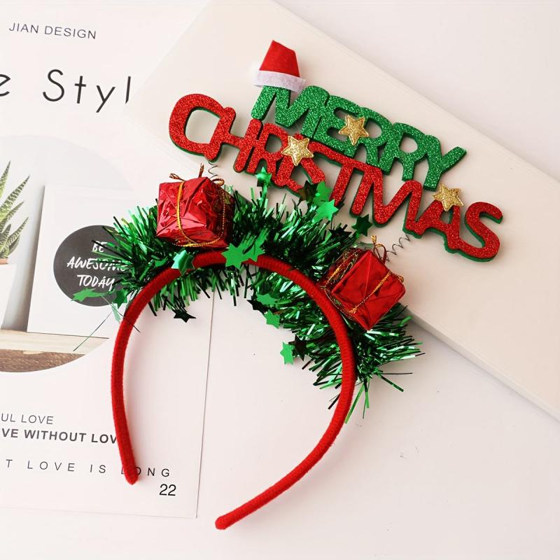 Christmas Headband Ornaments Hat Hairpin Letter Headband