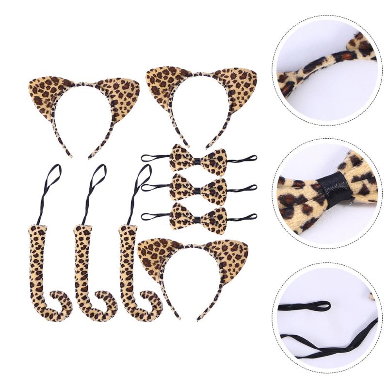 Cat Ears Headband Tail Costume Set Cosplay Tails Bowtie Ear Accessory
