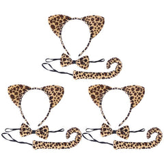 Cat Ears Headband Tail Costume Set Cosplay Tails Bowtie Ear Accessory