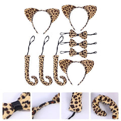 Cat Ears Headband Tail Costume Set Cosplay Tails Bowtie Ear Accessory