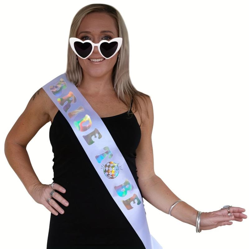Bachelorette Party Bride To Be Decorations Kit - Bridal Shower Sash, Heart Sungl