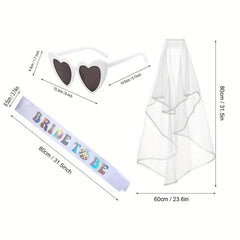 Bachelorette Party Bride To Be Decorations Kit - Bridal Shower Sash, Heart Sungl