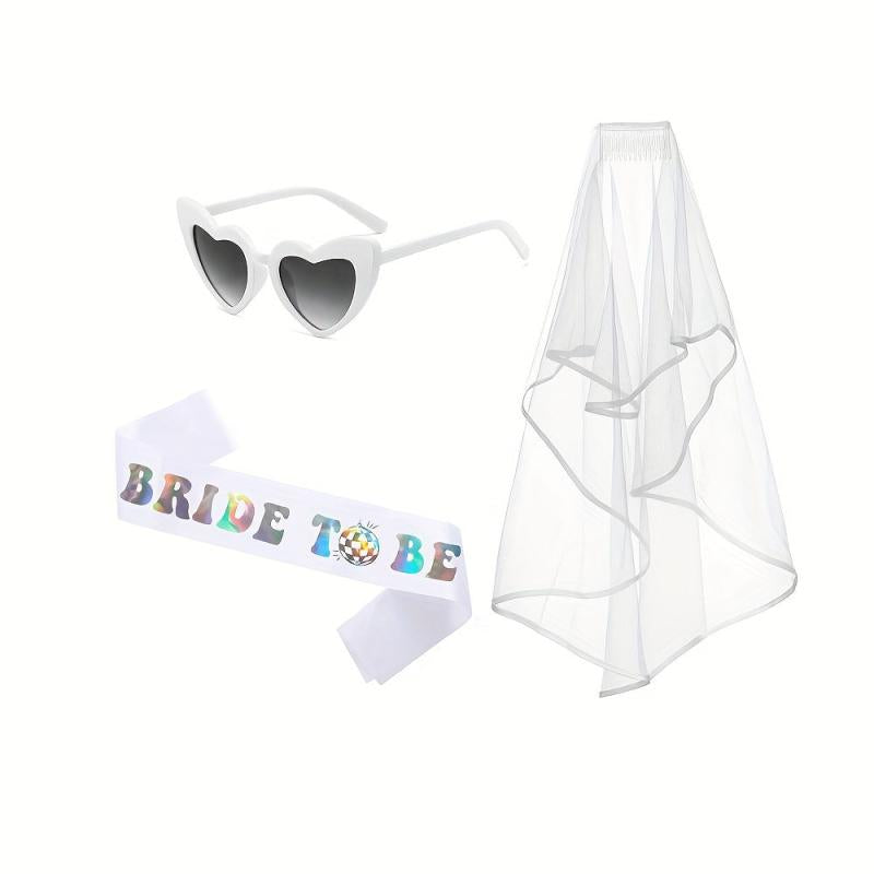 Bachelorette Party Bride To Be Decorations Kit - Bridal Shower Sash, Heart Sungl