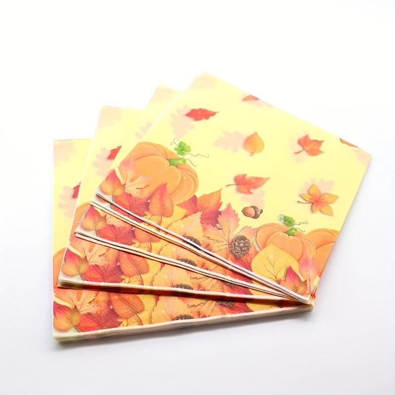 Autumn Leaves Party Napkins - Fall Theme Tableware Set - Serves 20