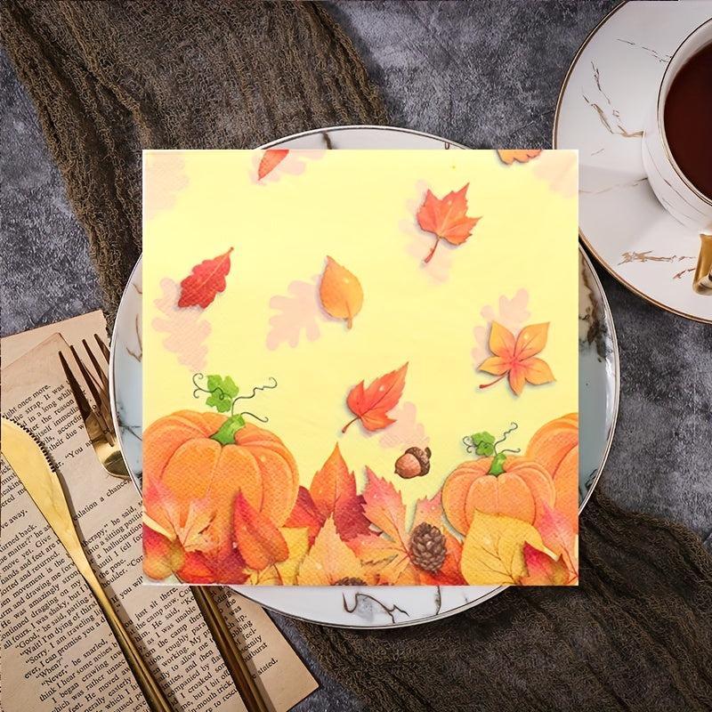 Autumn Leaves Party Napkins - Fall Theme Tableware Set - Serves 20