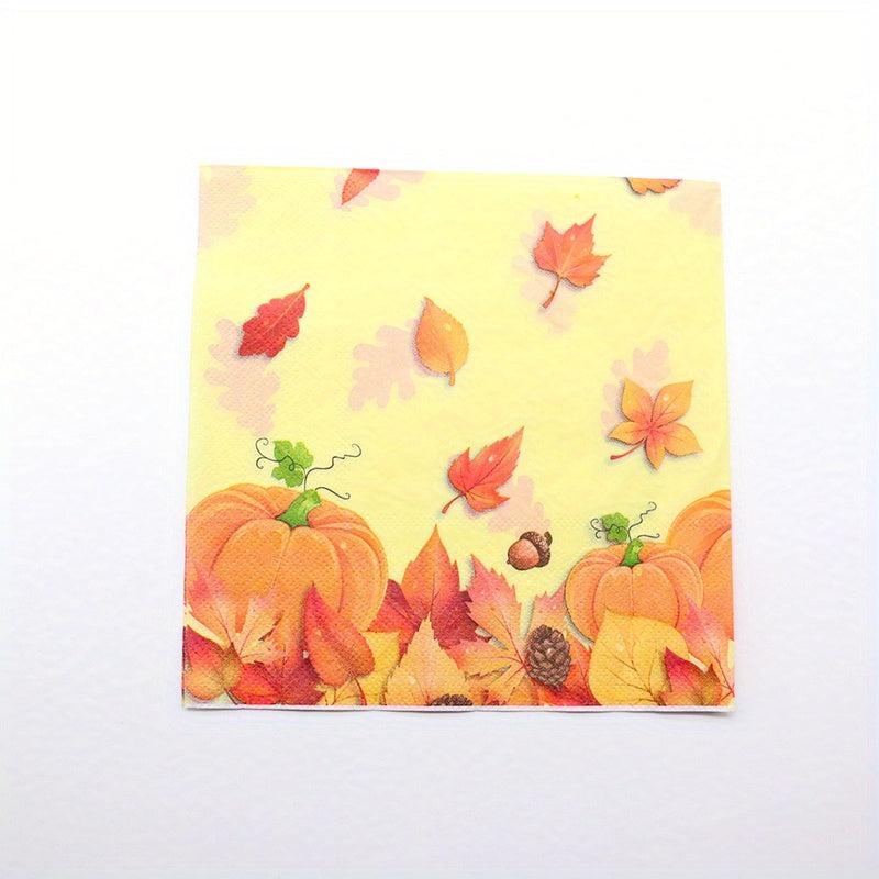 Autumn Leaves Party Napkins - Fall Theme Tableware Set - Serves 20