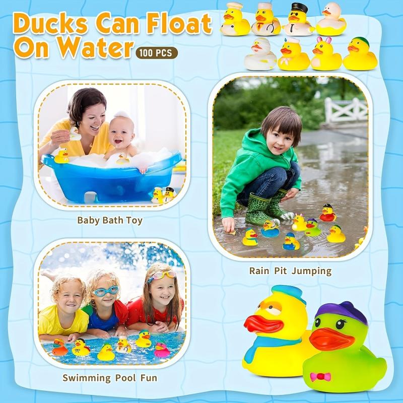 25pcs Rubber Duck Bath Toys For Toddlers Assorted Soft Baby Pool Toys