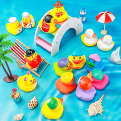 25pcs Rubber Duck Bath Toys For Toddlers Assorted Soft Baby Pool Toys