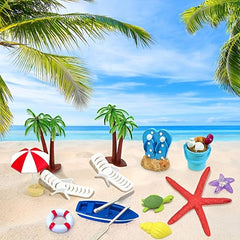Beach Chair Umbrella Cake Decoration Summer Ocean Sea View Micro Landscape