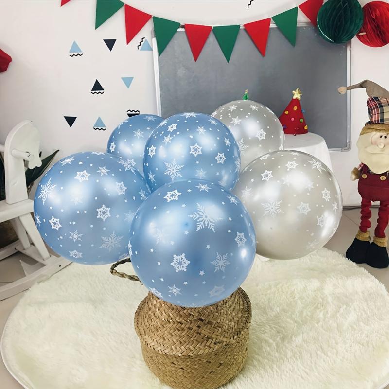 20pcs Christmas Snowflake Latex Balloons 12 inch Christmas Balloon Party Banquet