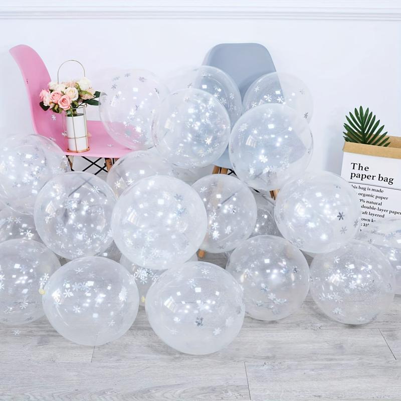 20pcs Christmas Snowflake Latex Balloons 12 inch Christmas Balloon Party Banquet