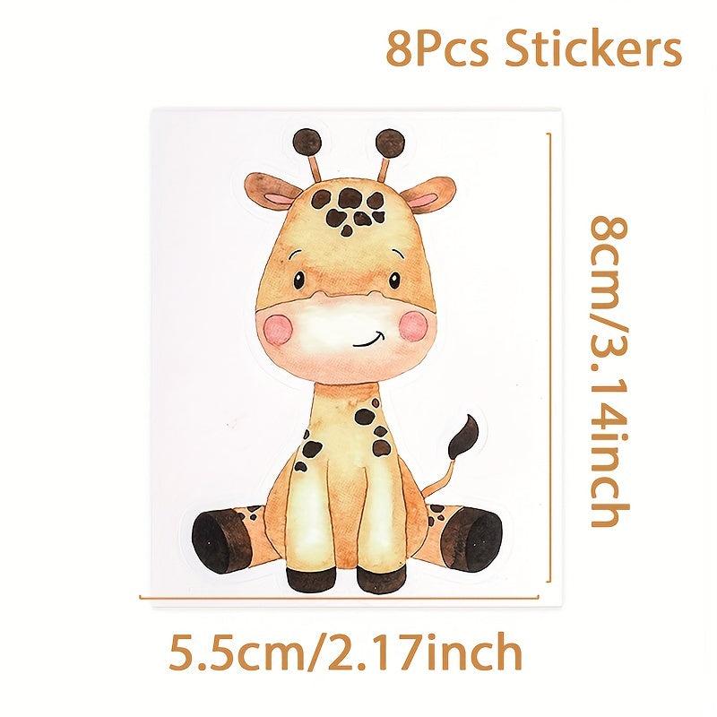 8pcs Jungle Animal Stickers Safari Party Supplies