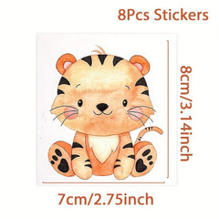 8pcs Jungle Animal Stickers Safari Party Supplies