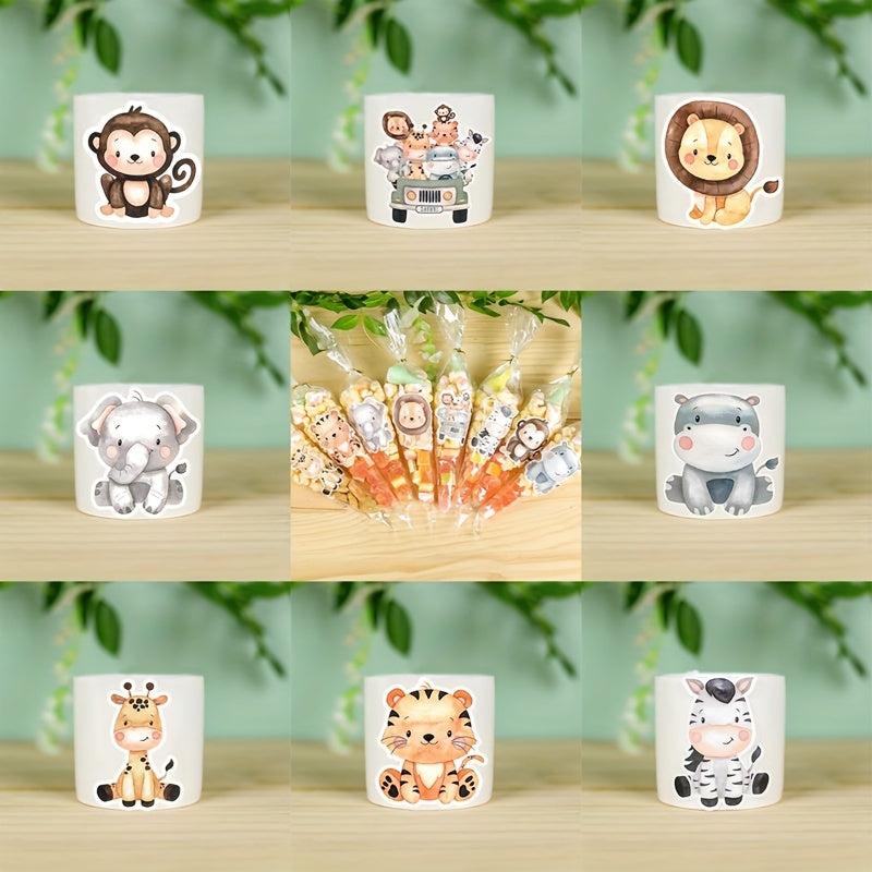 8pcs Jungle Animal Stickers Safari Party Supplies