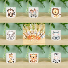 8pcs Jungle Animal Stickers Safari Party Supplies