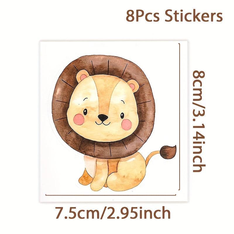 8pcs Jungle Animal Stickers Safari Party Supplies