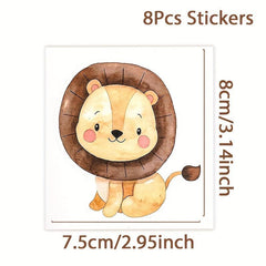 8pcs Jungle Animal Stickers Safari Party Supplies
