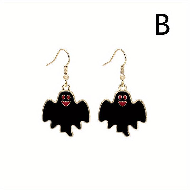Halloween Cartoon Funny Earrings Cat Ghost Party Decoration