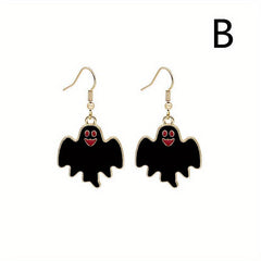 Halloween Cartoon Funny Earrings Cat Ghost Party Decoration