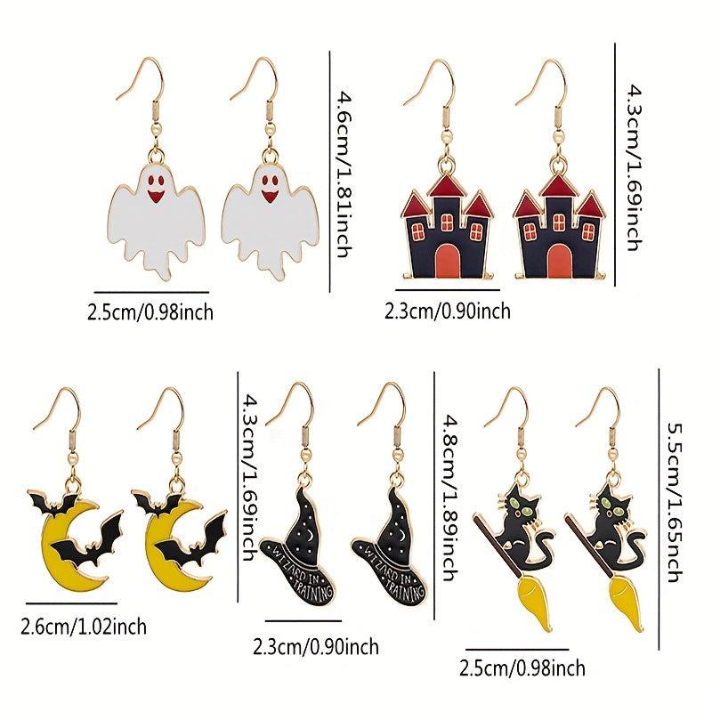 Halloween Cartoon Funny Earrings Cat Ghost Party Decoration