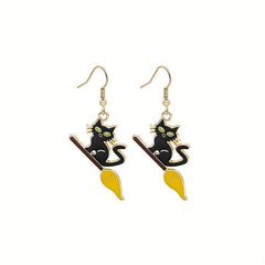 Halloween Cartoon Funny Earrings Cat Ghost Party Decoration