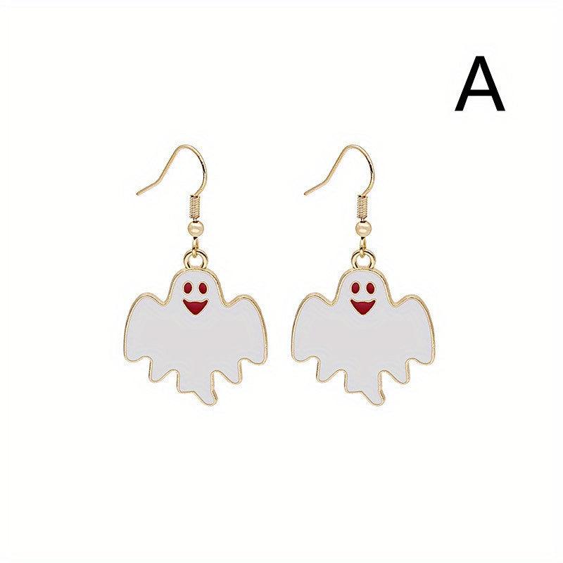 Halloween Cartoon Funny Earrings Cat Ghost Party Decoration