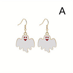 Halloween Cartoon Funny Earrings Cat Ghost Party Decoration