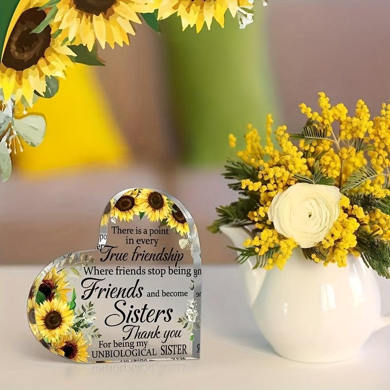 Acrylic Heart Sunflower Decoration Gift for Friendship