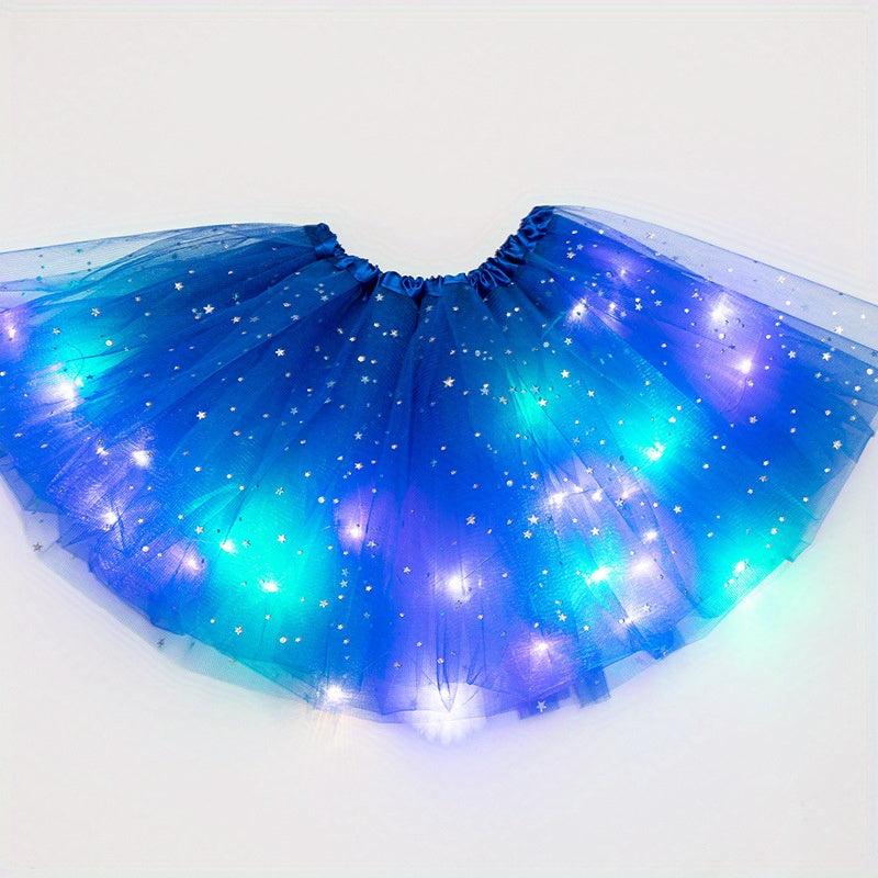 LED Glowing Light Flower Princess Tutu Skirts for Girls