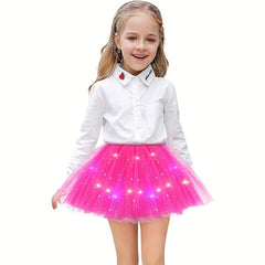 LED Glowing Light Flower Princess Tutu Skirts for Girls