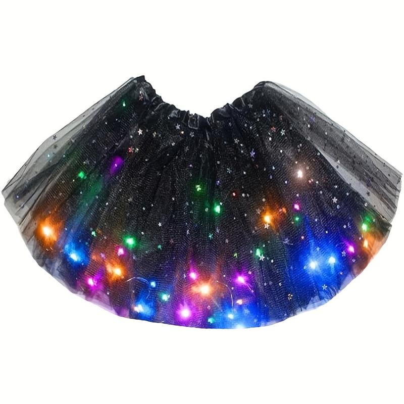 LED Glowing Light Flower Princess Tutu Skirts for Girls