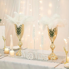 2pcs Golden Flower Vases Stand for Wedding Decor 39'' Tall Metal Trumpet Vases