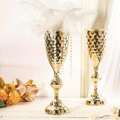 2pcs Golden Flower Vases Stand for Wedding Decor 39'' Tall Metal Trumpet Vases