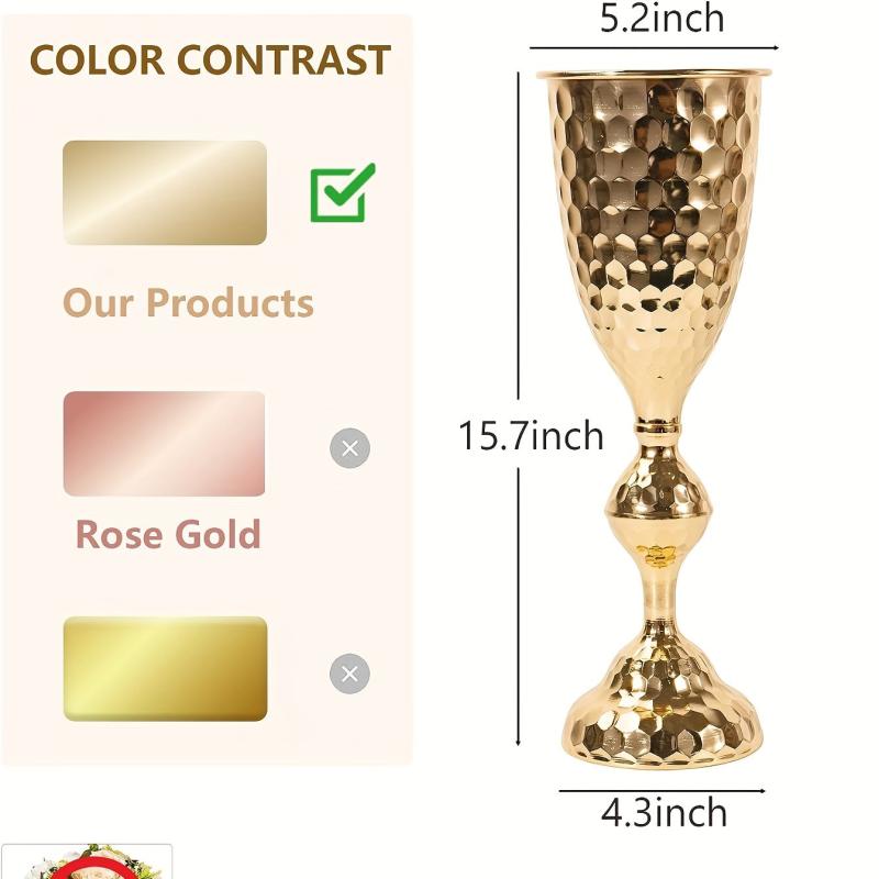 2pcs Golden Flower Vases Stand for Wedding Decor 39'' Tall Metal Trumpet Vases