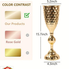 2pcs Golden Flower Vases Stand for Wedding Decor 39'' Tall Metal Trumpet Vases