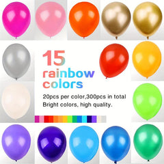 300pcs 25 4 Cm Rainbow Balloons | 15 Colors | Helium or Air Use