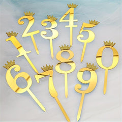 Golden Glitter Crown Cake Topper for Birthday Cakes - Acrylic Decoration
