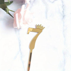Golden Glitter Crown Cake Topper for Birthday Cakes - Acrylic Decoration