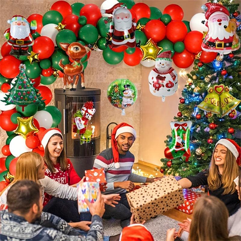 Christmas Foil Balloons Set Elk Snowman Santa Xmas Tree 2024 New Year