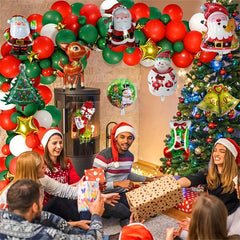 Christmas Foil Balloons Set Elk Snowman Santa Xmas Tree 2024 New Year