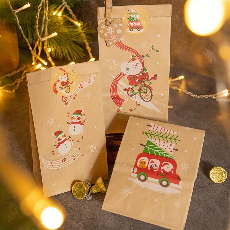 12pcs Christmas Wrapper Bags Ribbon Drawstring Bags Gift Drawstring Pockets Cand