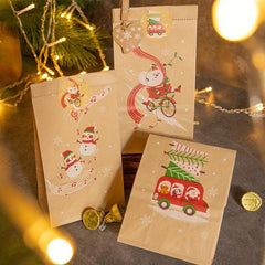 12pcs Christmas Wrapper Bags Ribbon Drawstring Bags Gift Drawstring Pockets Cand