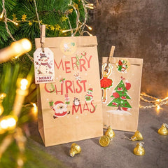 12pcs Christmas Wrapper Bags Ribbon Drawstring Bags Gift Drawstring Pockets Cand