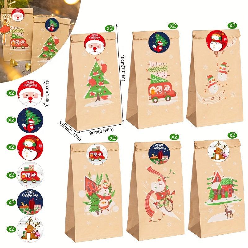 12pcs Christmas Wrapper Bags Ribbon Drawstring Bags Gift Drawstring Pockets Cand