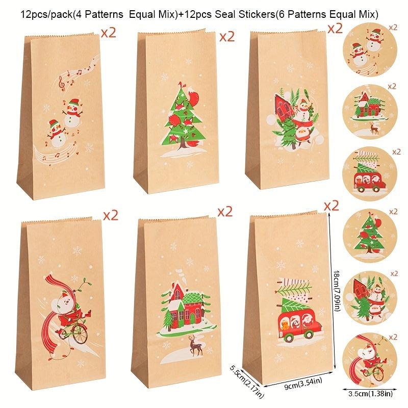 12pcs Christmas Wrapper Bags Ribbon Drawstring Bags Gift Drawstring Pockets Cand