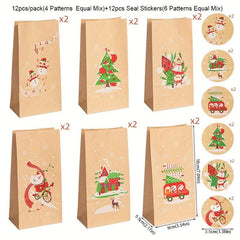 12pcs Christmas Wrapper Bags Ribbon Drawstring Bags Gift Drawstring Pockets Cand