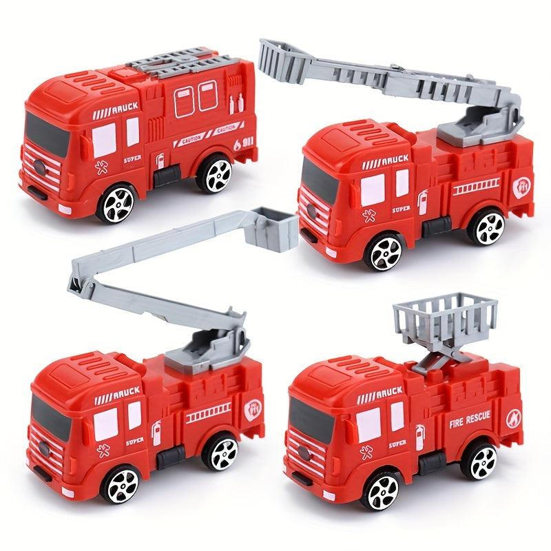 4pcs Fire Truck Cake Topper Set for Birthday Parties and Small