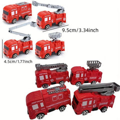 4pcs Fire Truck Cake Topper Set for Birthday Parties and Small