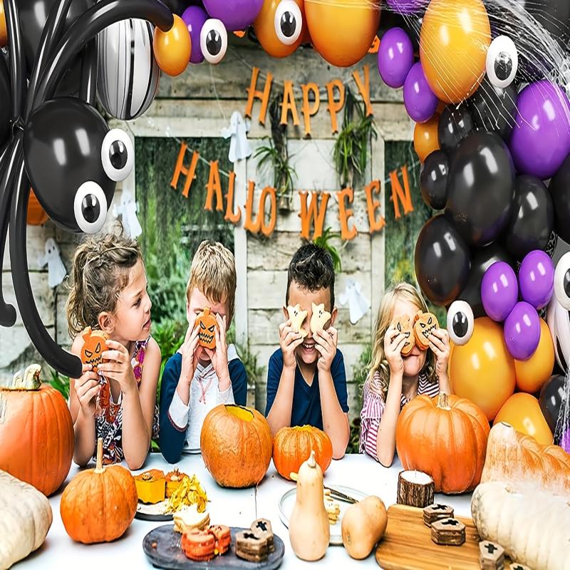 111pcs Halloween Balloon Garland Arch Kit Spider Web Boo Banner Balloons