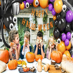 111pcs Halloween Balloon Garland Arch Kit Spider Web Boo Banner Balloons